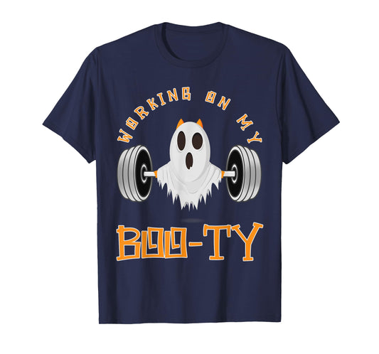 Funny Halloween Workout Gym Working On My Boo-Ty Men Women T-Shirt