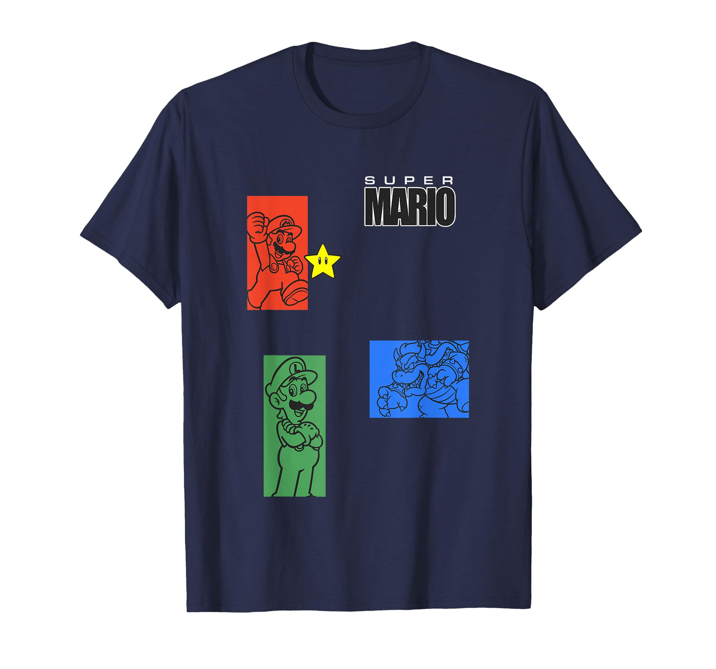 Super Mario Luigi & Bowser Color Trio Panels T-Shirt