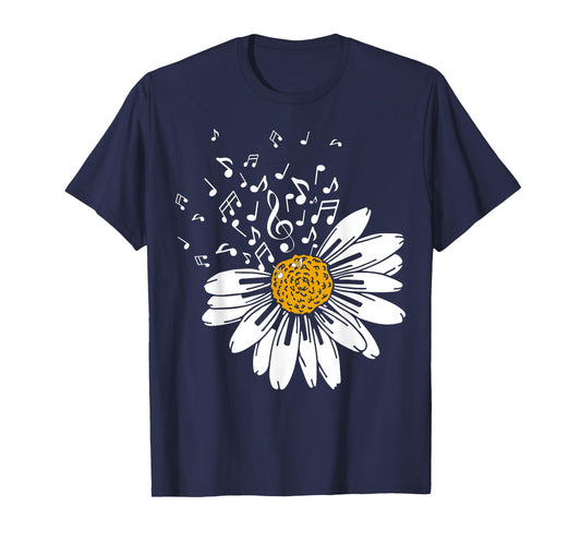 Daisy Flower Music Notes Clef Teacher Musicians Music Lover T-Shirt