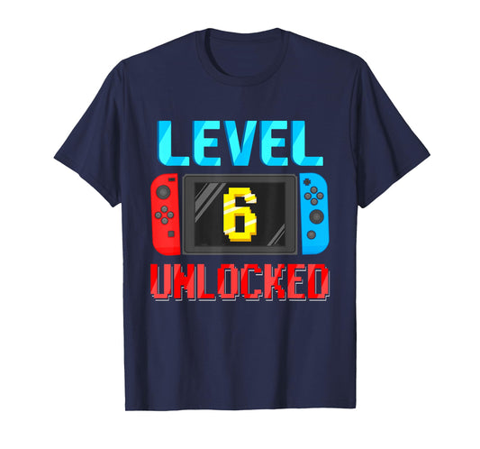 Level 6 Unlocked Birthday Video Gamer 6th Birthday Party T-Shirt