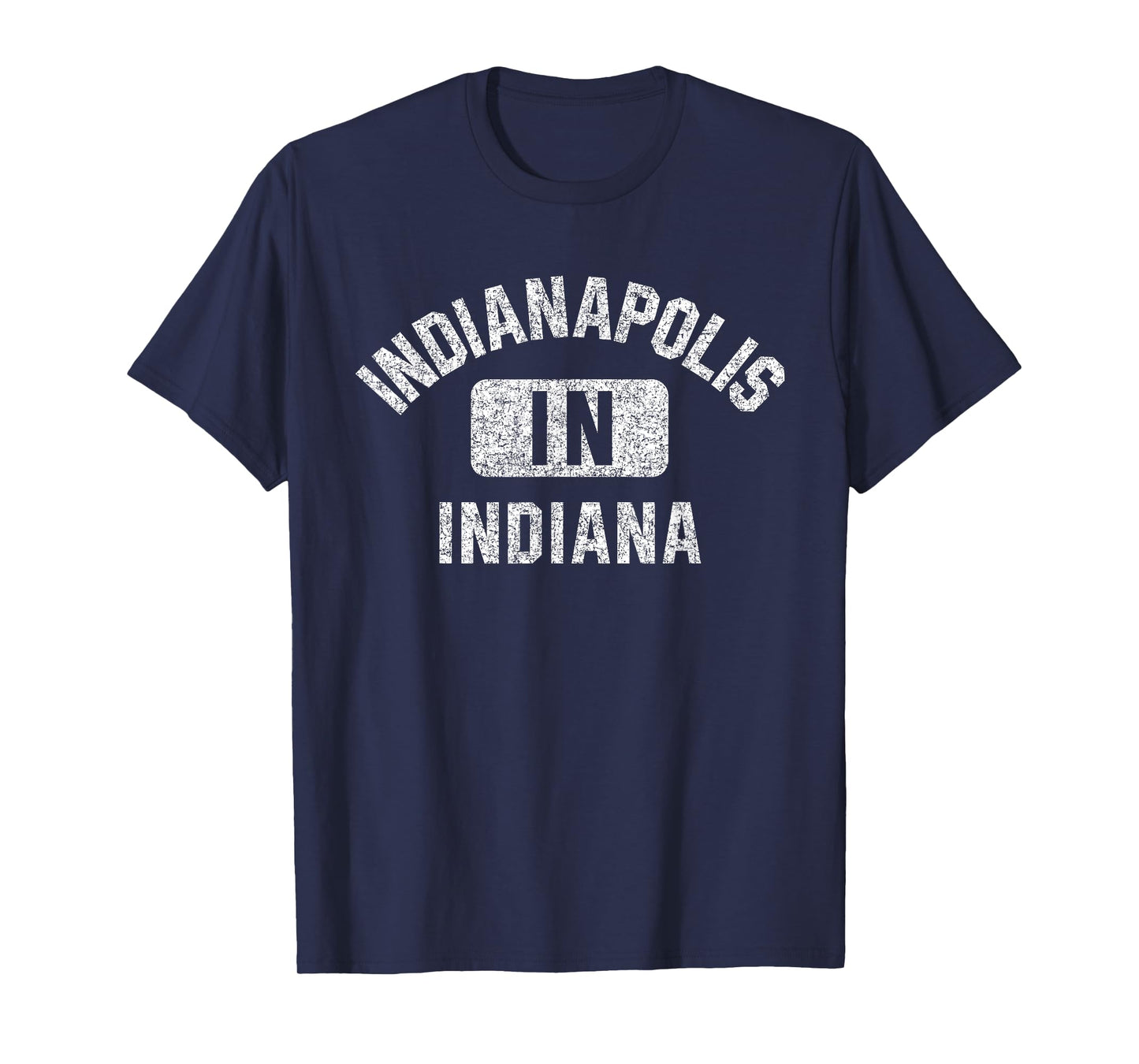 Indianapolis Indiana Gym Style Distressed White Print T-Shirt
