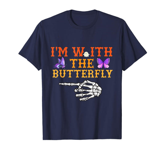 I'm With Butterfly Halloween Costume Couples Matching T-Shirt