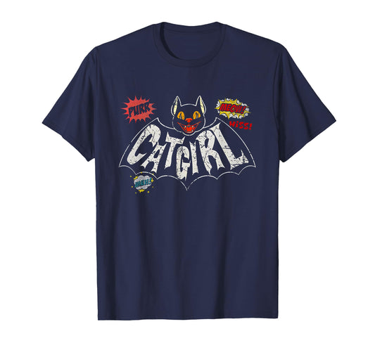 Funny Trending Shirt Catgirl Vintage Rockabilly T-Shirt - Unisex-Adults, Black, Small, Short Sleeve, Crew Neck, Polyester, T-Shirt, Novelty-T-Shirts
