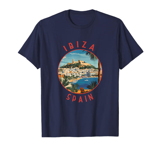 Ibiza Spain Retro Distressed Circle T-Shirt