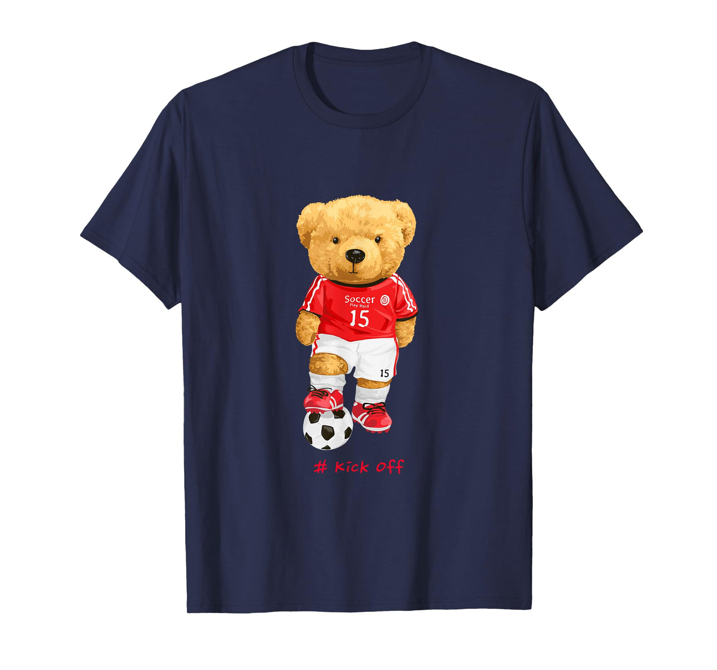 Cool Teddy Bear Soccer Kick Off Style Illustration Graphic T-Shirt