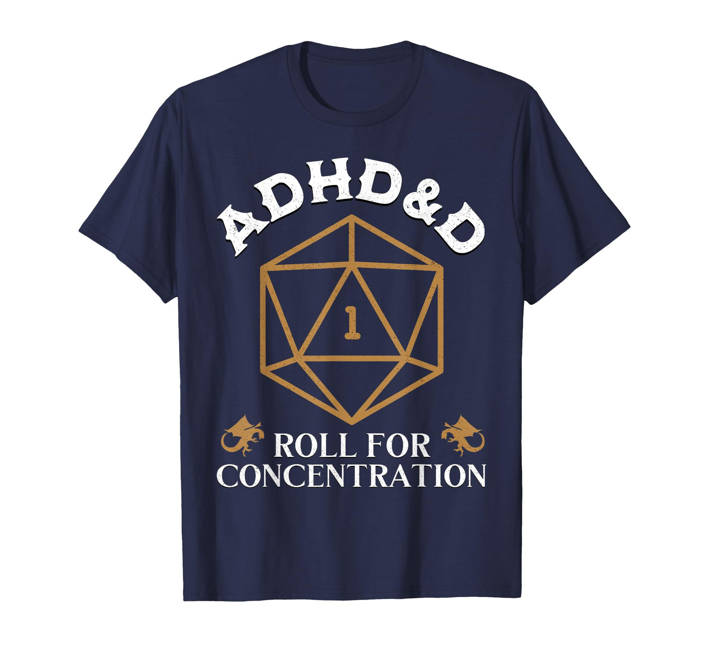 Fantasy Role-Playing Game Custom Vintage ADHD&D Roll For Concentration DnD Unisex-Adult Black Small T-Shirt