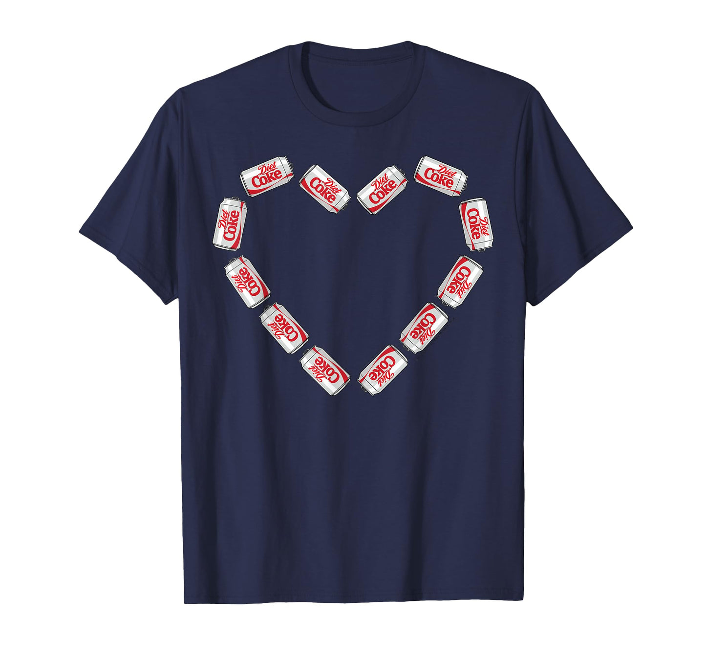 Coca-Cola Company Diet Coke Heart Cans T-Shirt - Unisex-Adults - Black - Small - Short Sleeve - Classic Fit