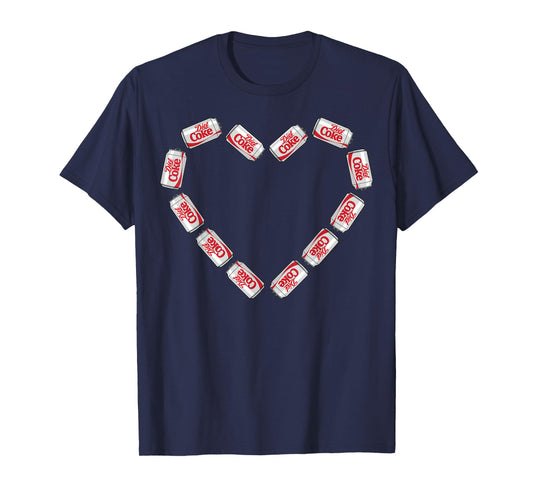 Coca-Cola Company Diet Coke Heart Cans T-Shirt - Unisex-Adults - Black - Small - Short Sleeve - Classic Fit