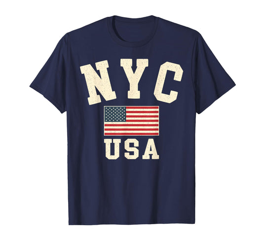 Vintage NYC USA American Flag New York City Souvenir Retro T-Shirt