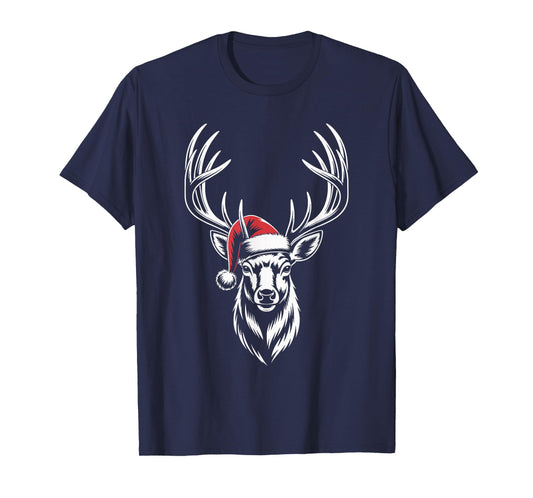 Deer Christmas Santa Hat Pajama Whitetail Buck Deer Xmas T-Shirt