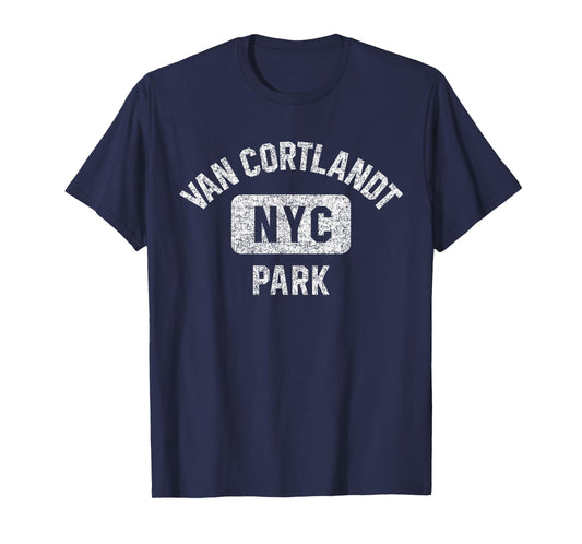 Van Cortlandt Park NYC Gym Style Distressed White Print T-Shirt