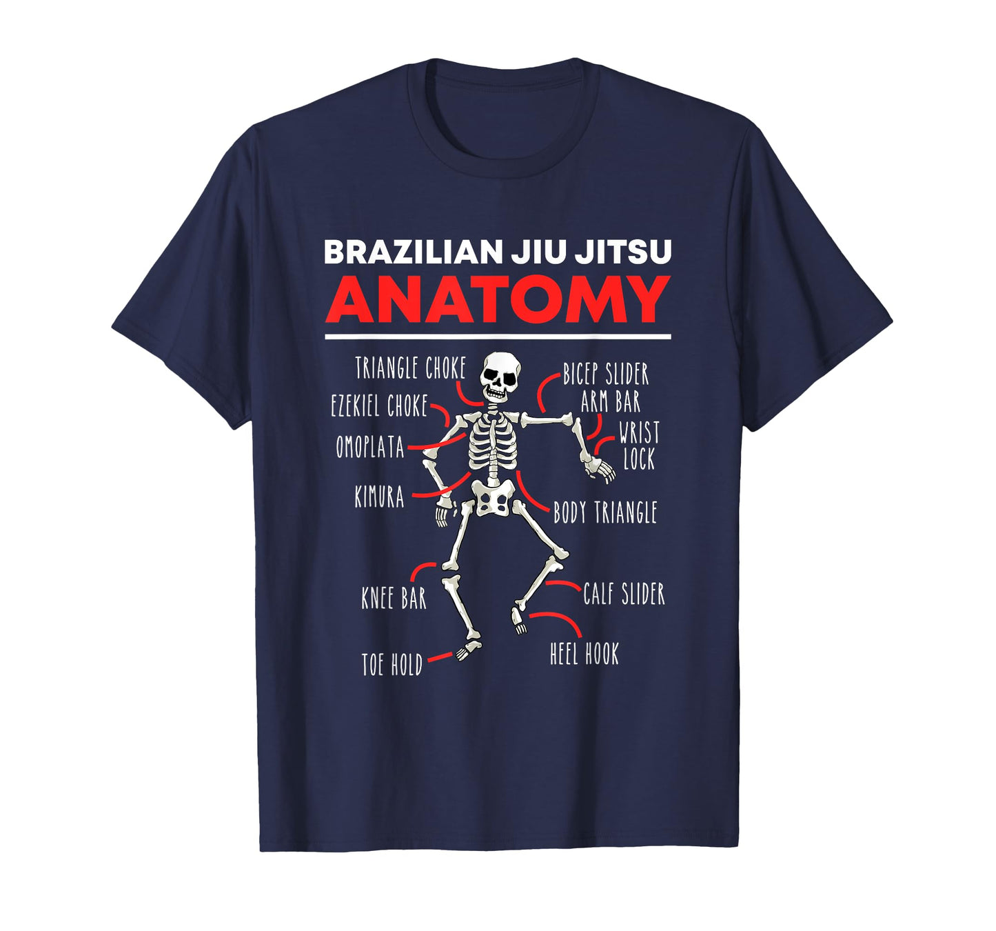 Brazilian Jiu Jitsu Anatomy Skeleton Funny Mix Martial Arts T-Shirt
