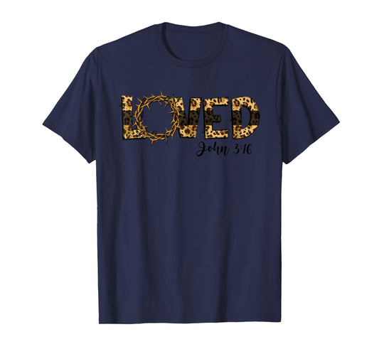 Loved John 3:16 Cheetah Leopard Print Jesus Christians T-Shirt