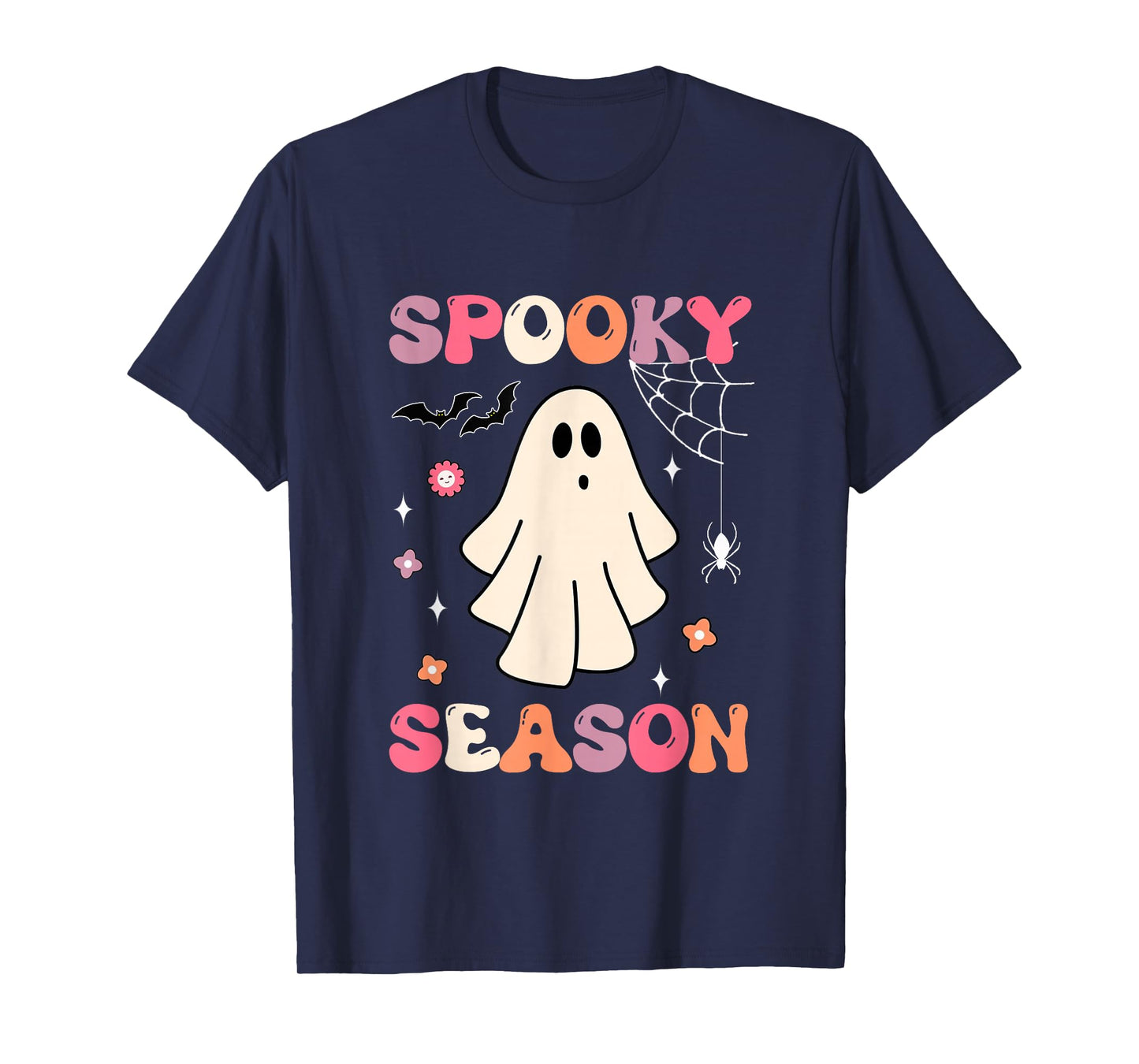 Retro Groovy Halloween Funny Cute Ghost Spooky Season T-Shirt