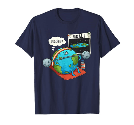 Funny Flat Earth Fitness Target Gym Workout Training Meme T-Shirt