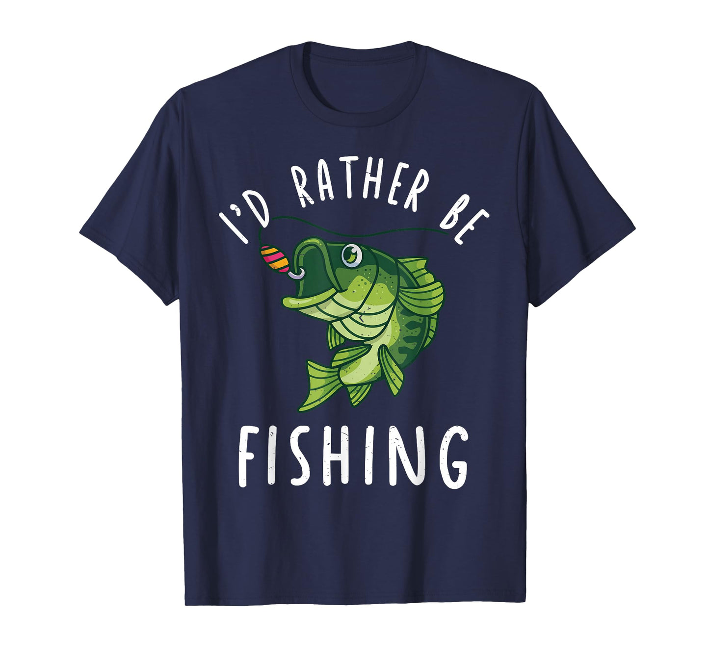 Boy Kids I'd Rather Be Fishing-Shirt Funny Bass Fishing Gift T-Shirt