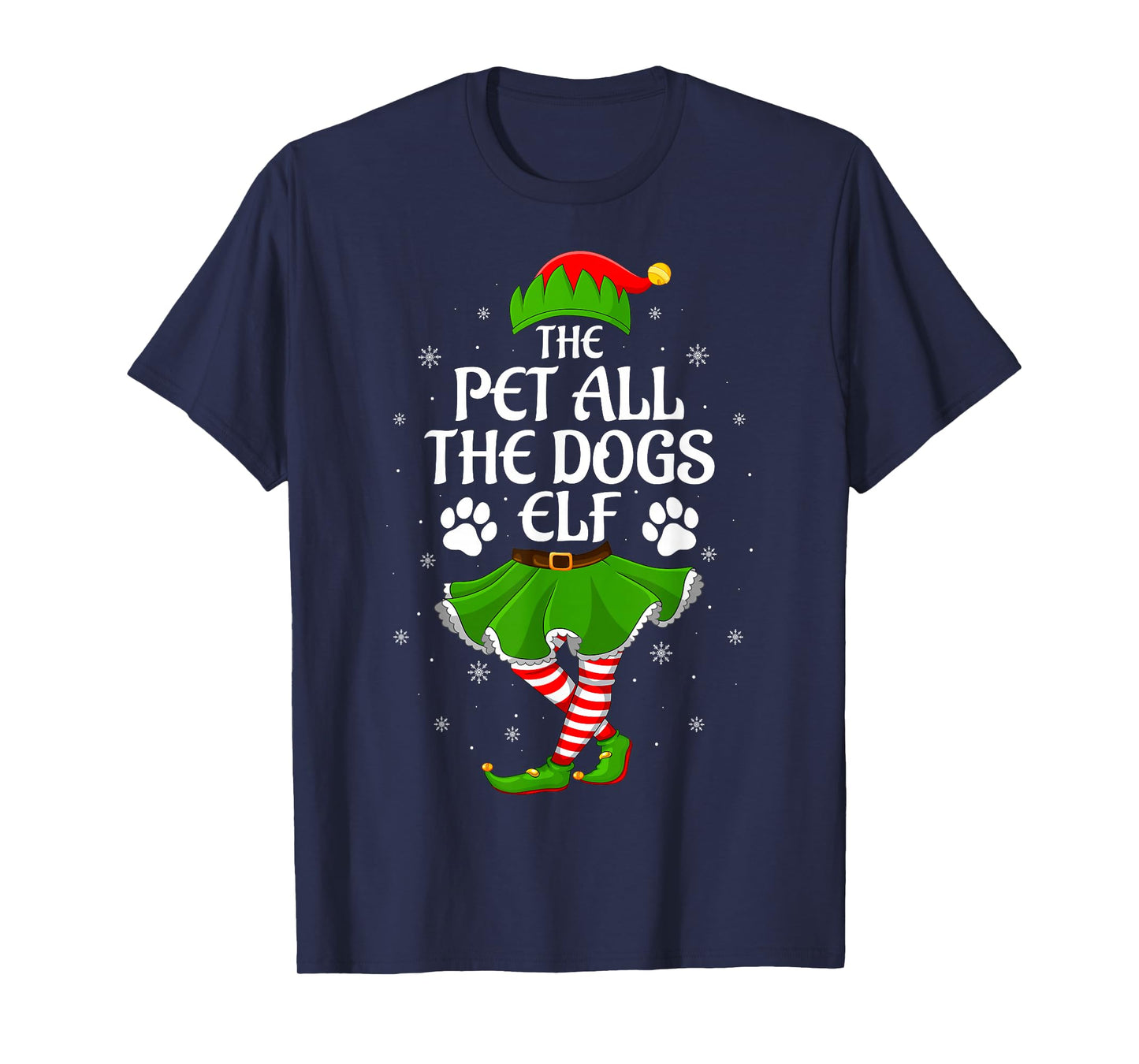 Pet All The Dogs Elf Christmas Girls Women Elf Squad Xmas T-Shirt