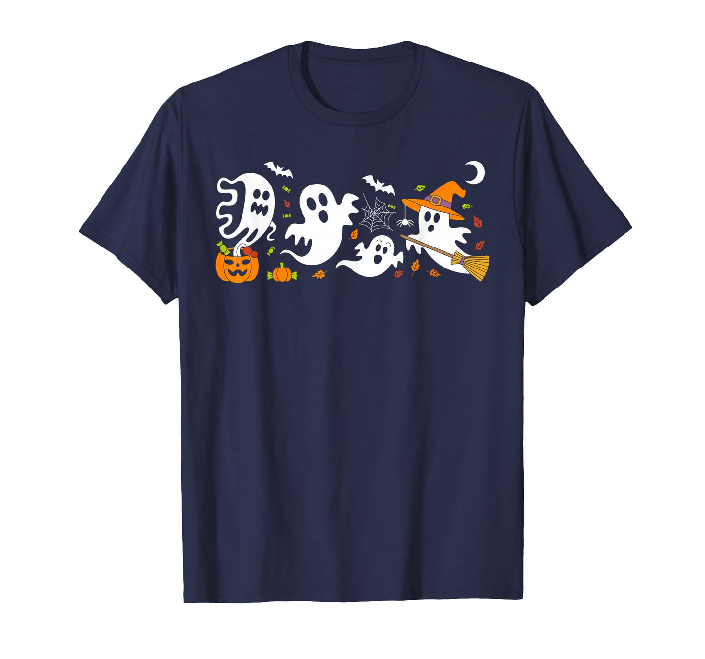 Cute Ghost Drinking Coffee Halloween Fall Ghost Book Reading T-Shirt