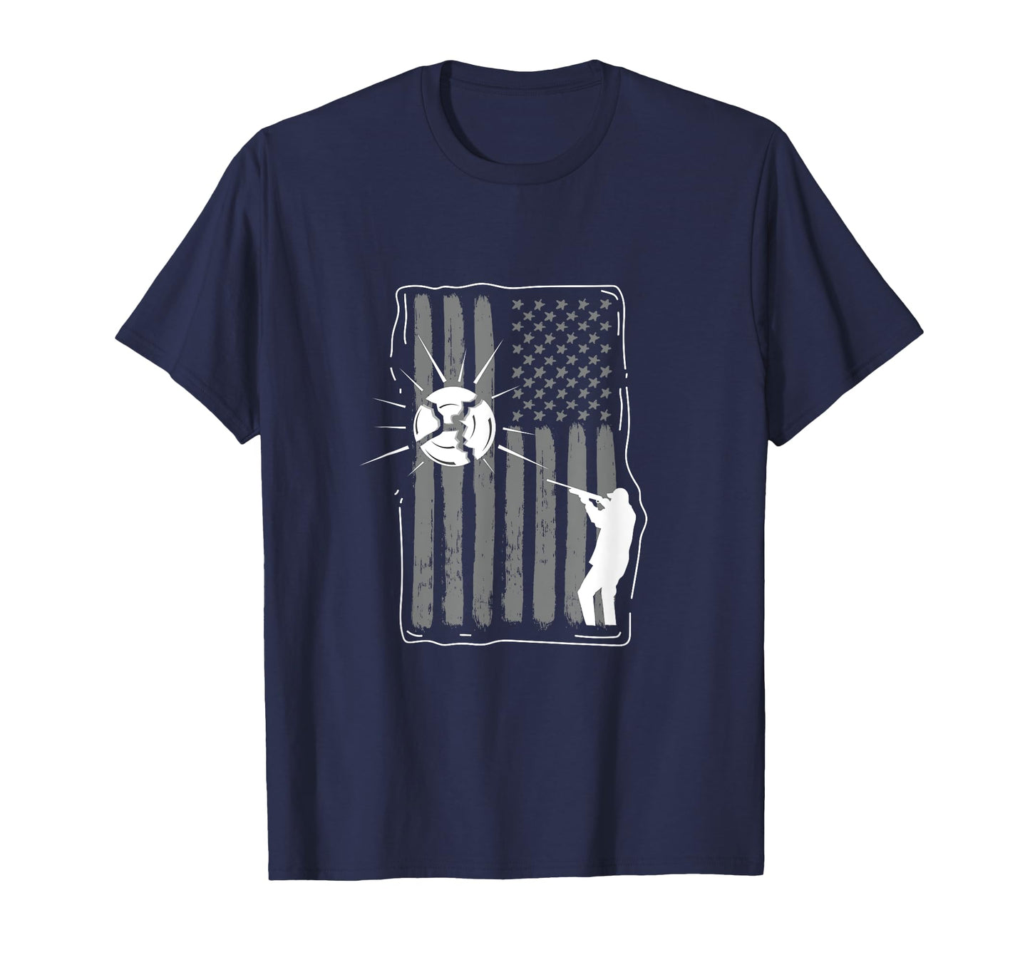 Skeet Shooting Clay Hunter USA Flag Funny Gift T-Shirt