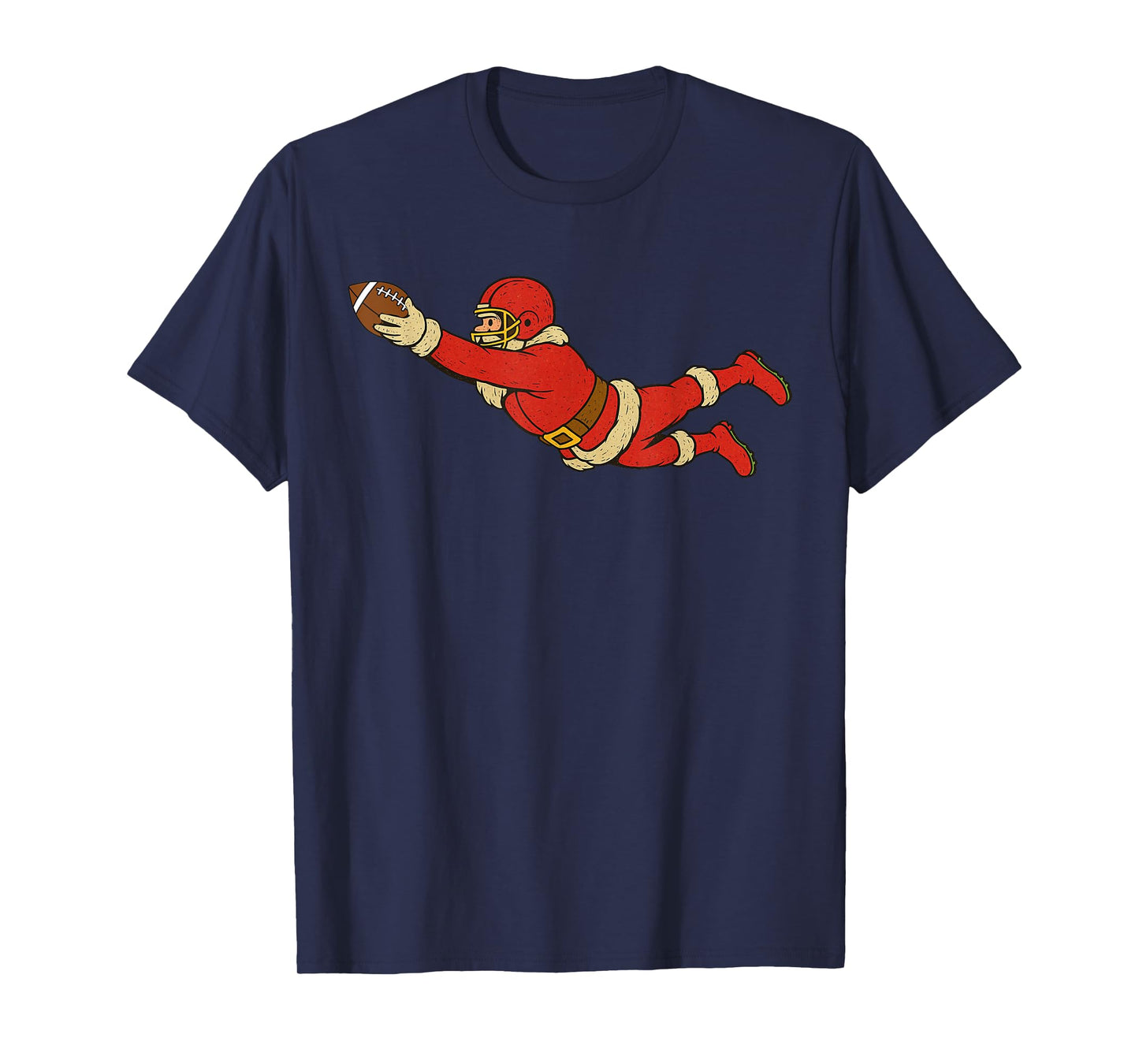 Santa Claus Playing American Football Xmas Holiday Christmas T-Shirt
