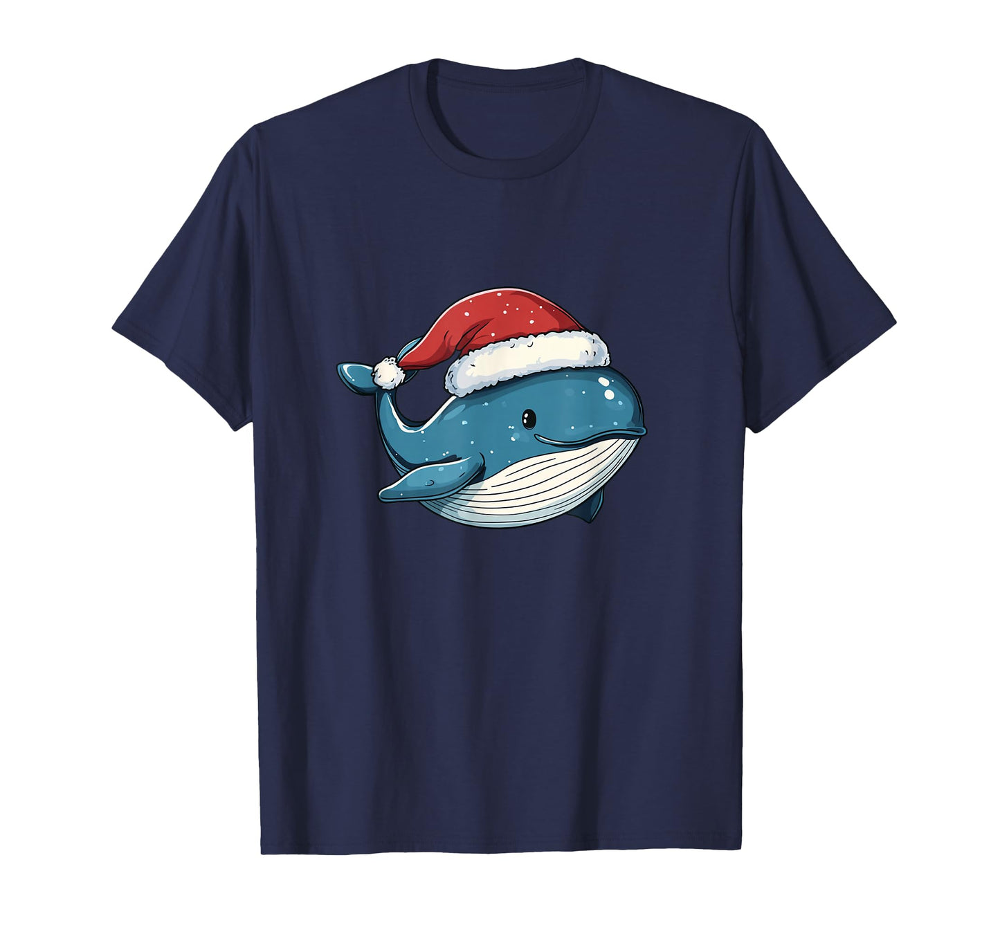 Sweet Christmas Vibes with a Whale Sporting a Santa Hat T-Shirt