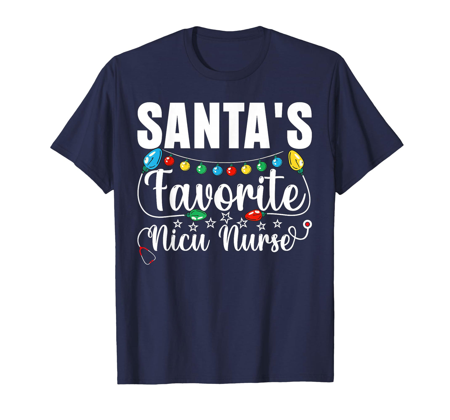 Christmas Santa's Favorite NICU Nurse Xmas Crew Santa Men T-Shirt