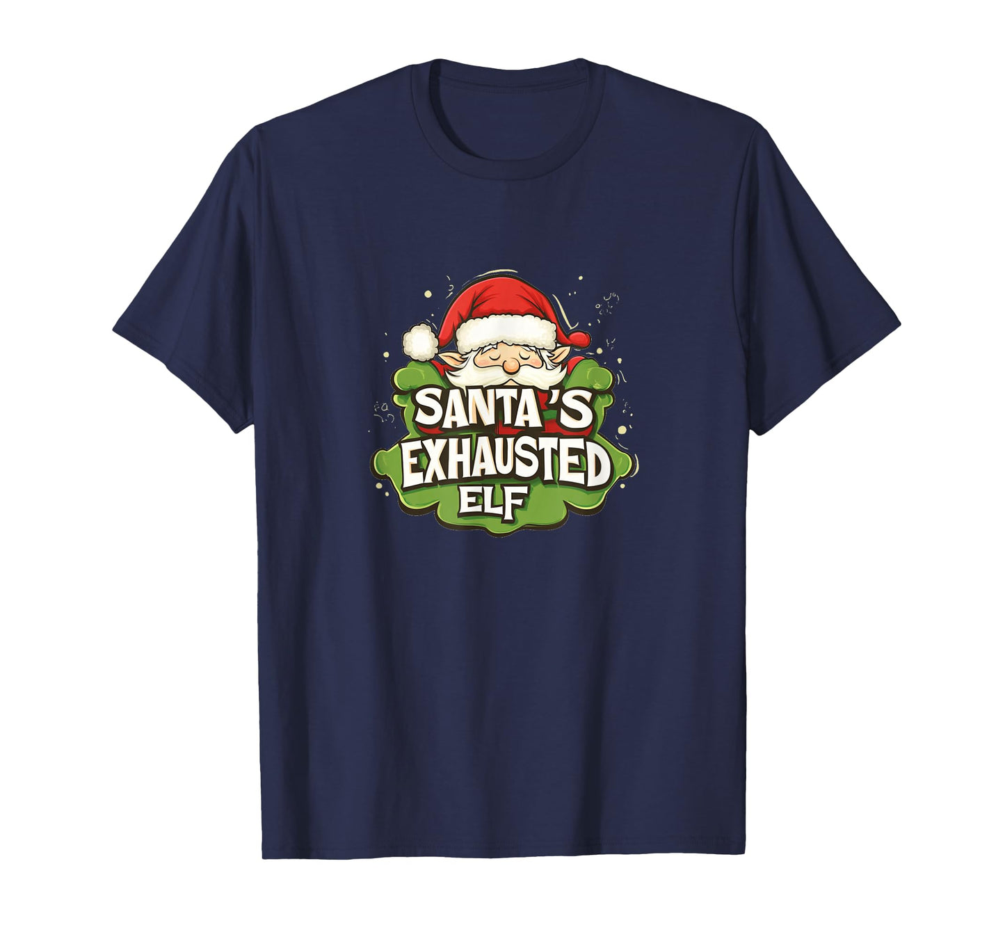 Funny Santa's Exhausted Elf Emblem T-Shirt