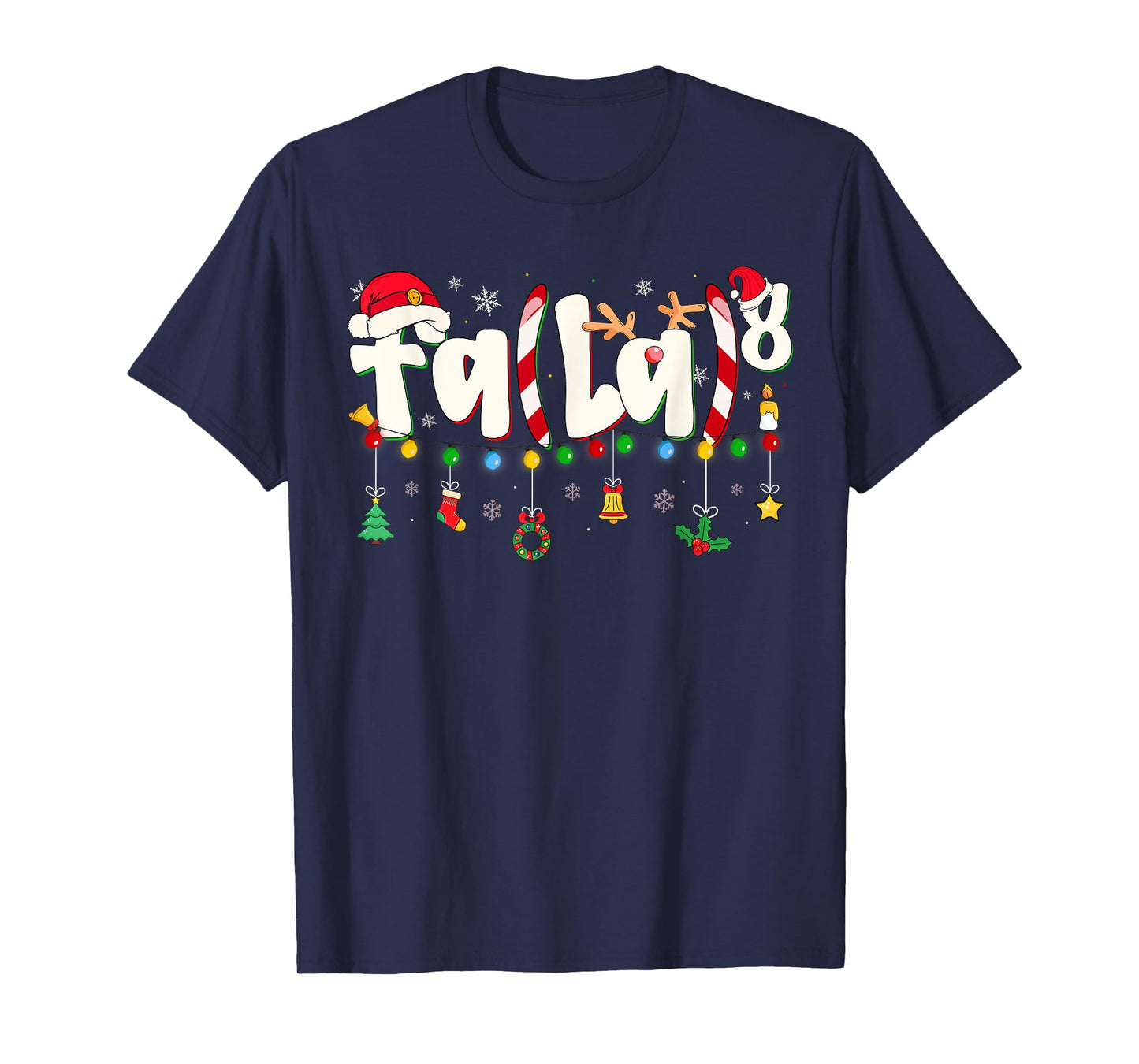 Funny Christmas Lights FA (La) 8 Santa Hat Math Teacher Kid T-Shirt