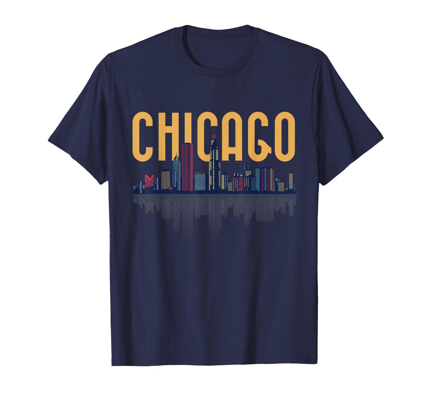 Chicago Illinois IL Night City Skyline Lights Tee Men Women T-Shirt