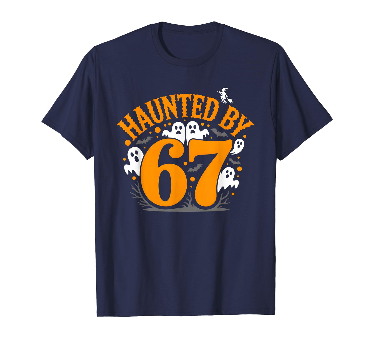Haunted by 6-7 Halloween Ghosts Witch and Spiders Design T-Shirt
