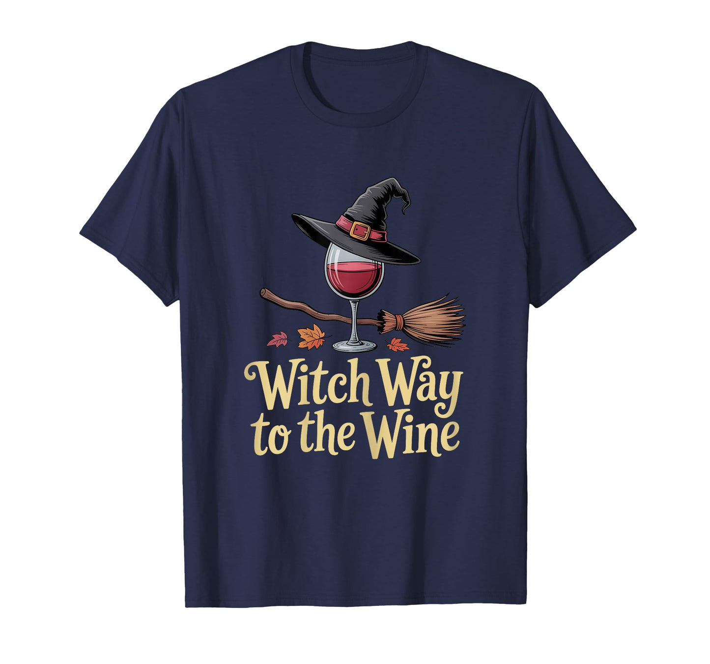 Womens Witch Way to The Wine Funny Halloween Wine Lover T-Shirt