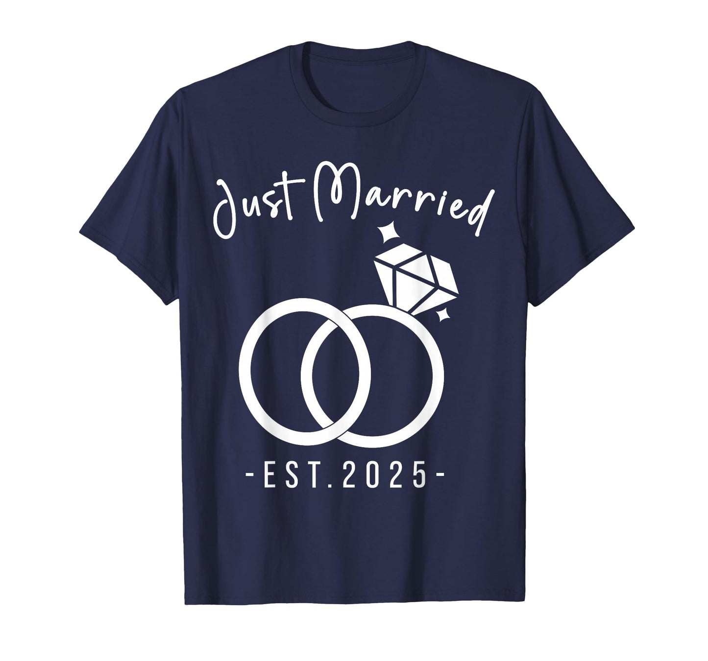 Newlyweds 2025 Bride and Groom Wedding Planners Just Married 2025 Wedding Rings Matching Couple T-Shirt