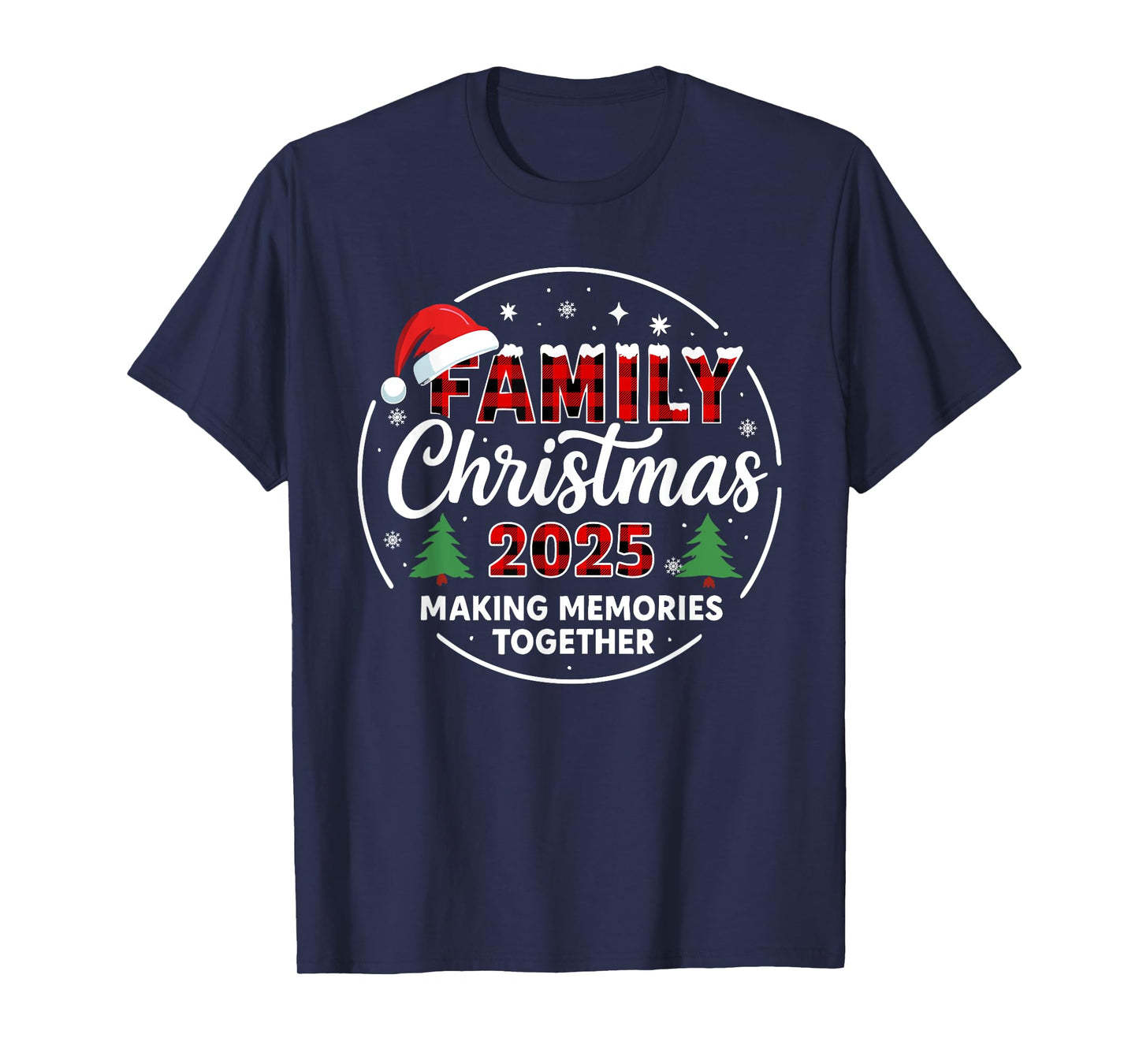 Family Christmas 2025 Matching Outfit Red Plaid Xmas Santa T-Shirt