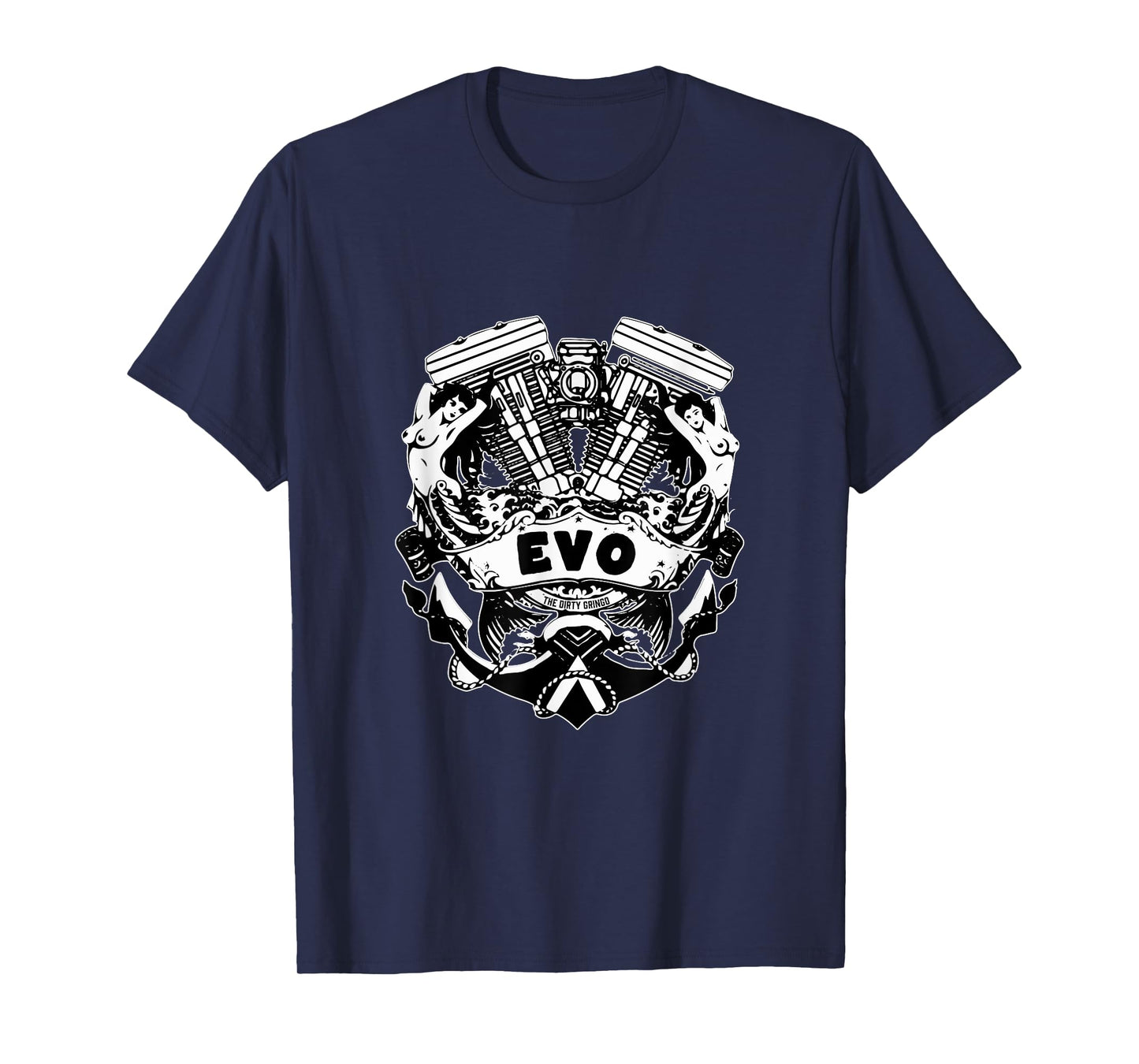 The Dirty Gringo Evo Motorcycle Evolution VTwin Flash Tattoo T-Shirt