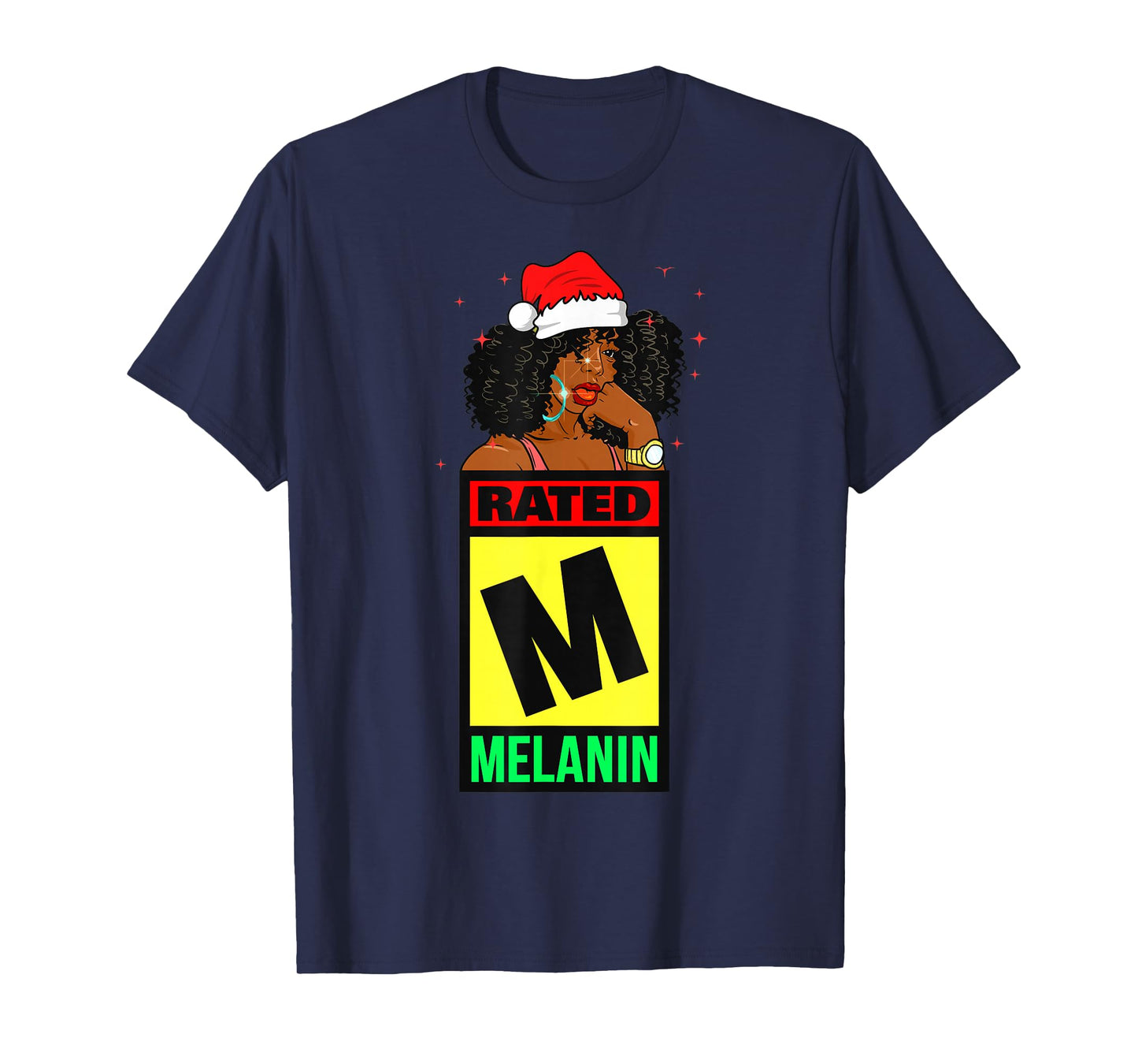 Melanin Christmas Women Black Girl Magic Brown Skin Girls T-Shirt