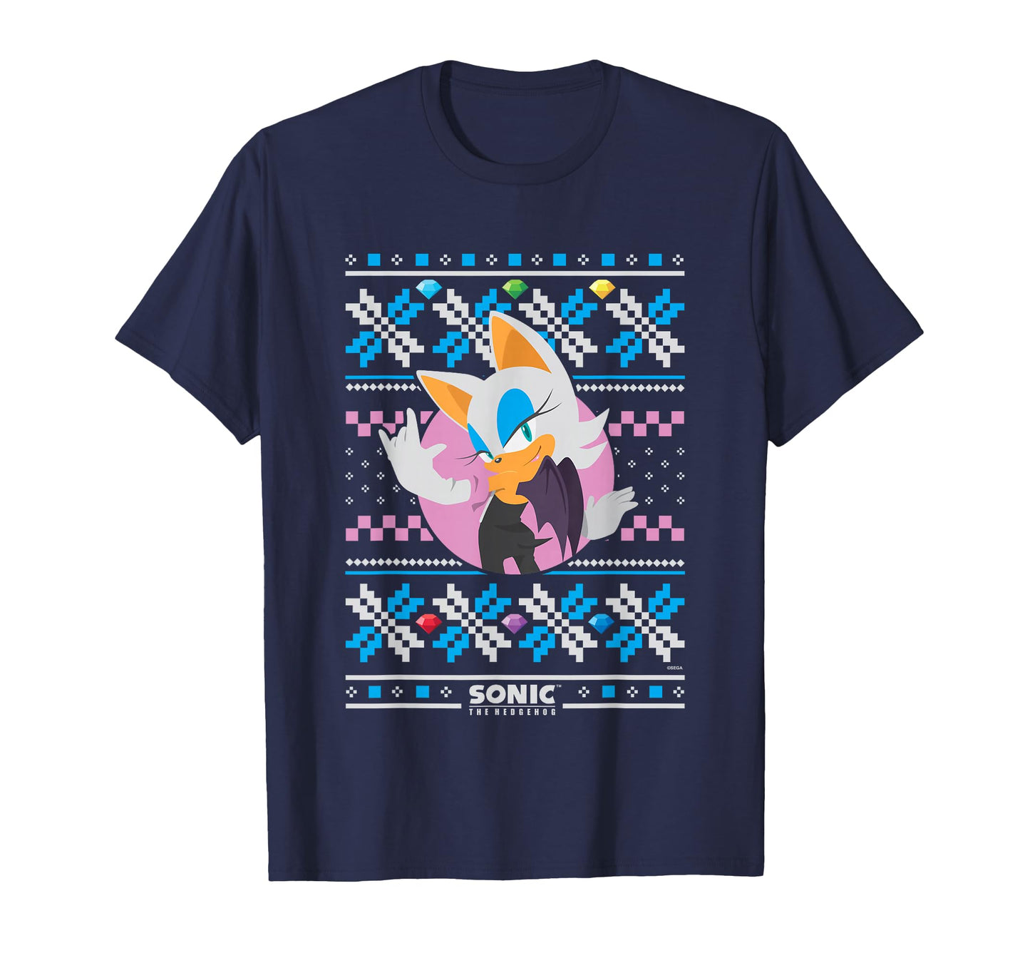 Sonic The Hedgehog Christmas Rouge The Bat Ugly Sweater T-Shirt