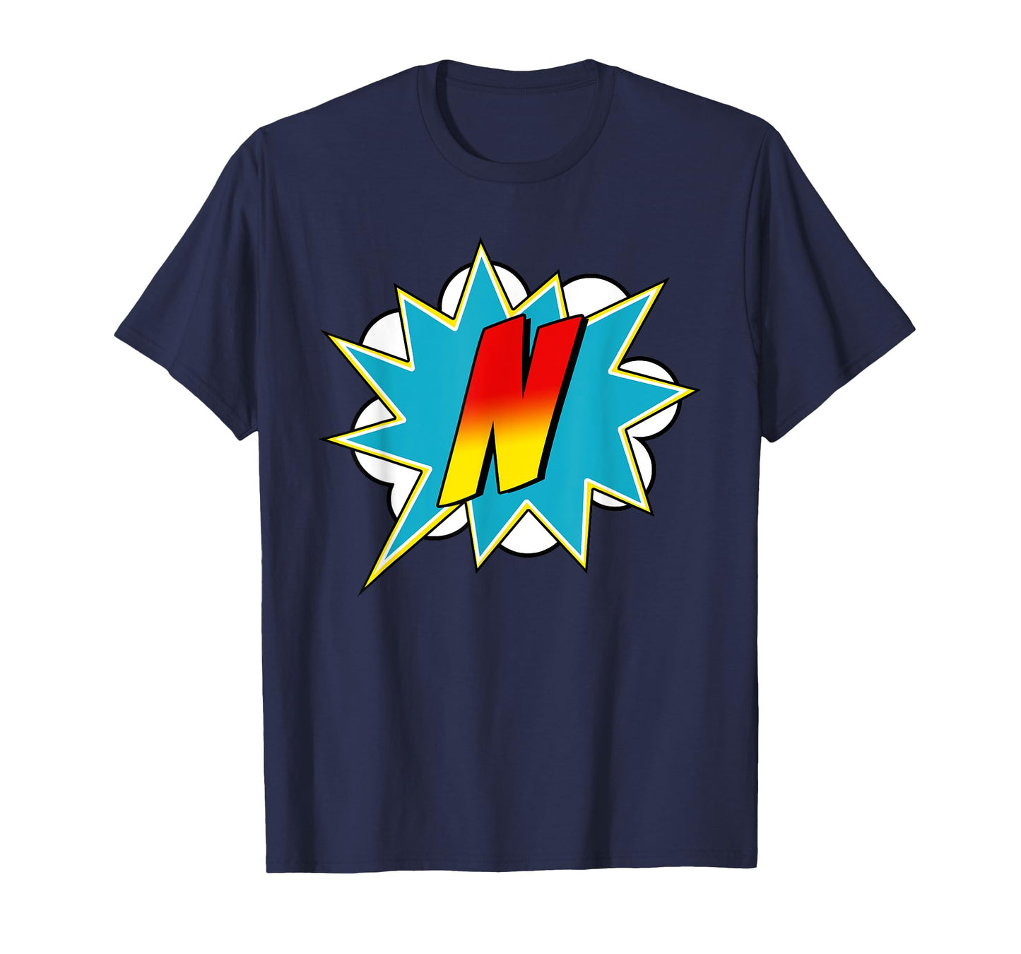 Letter N Superhero Name Comic Letter Retro Costume T-Shirt