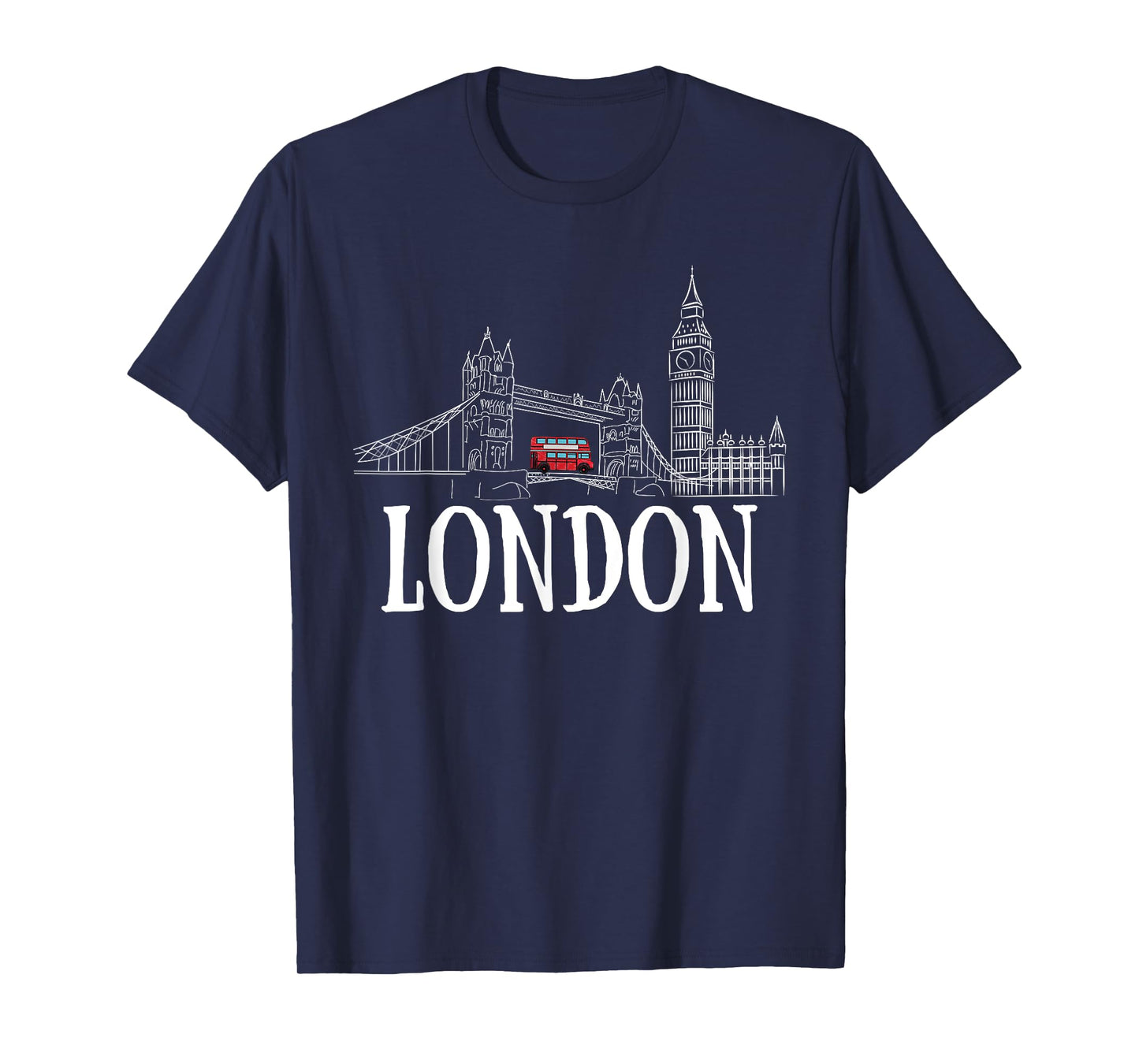 London Skyline Tourist Hometown Vacation Bus Decker Double T-Shirt