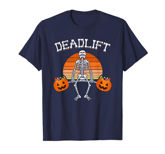 Deadlift Funny Halloween Skeleton Weight Lifting Workout T-Shirt