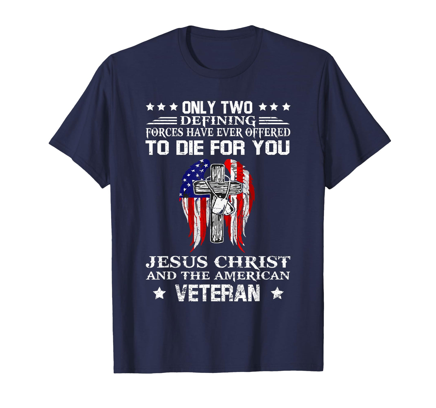 Jesus Christ And American Veteran Flag USA Christian T-Shirt
