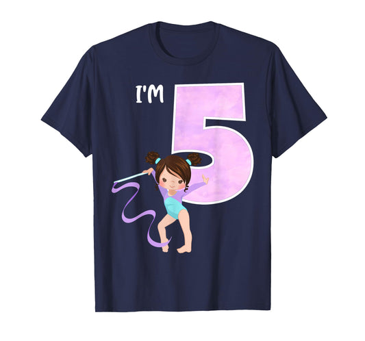 Girl's 5 Year Old Gymnast 5th Birthday Party Gymnastics T-Shirt