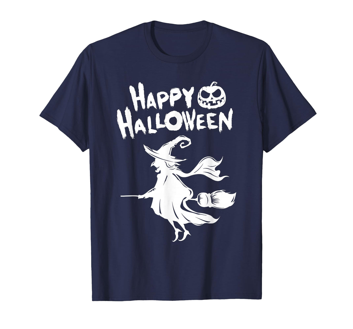 Happy Halloween Witch on Broom - Pumpkin T-Shirt