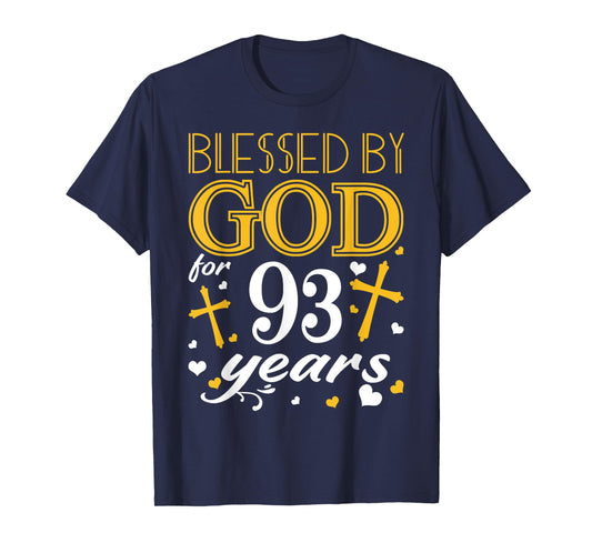 Vintage Blessed By God For 93 Years Happy 93rd Birthday T-Shirt
