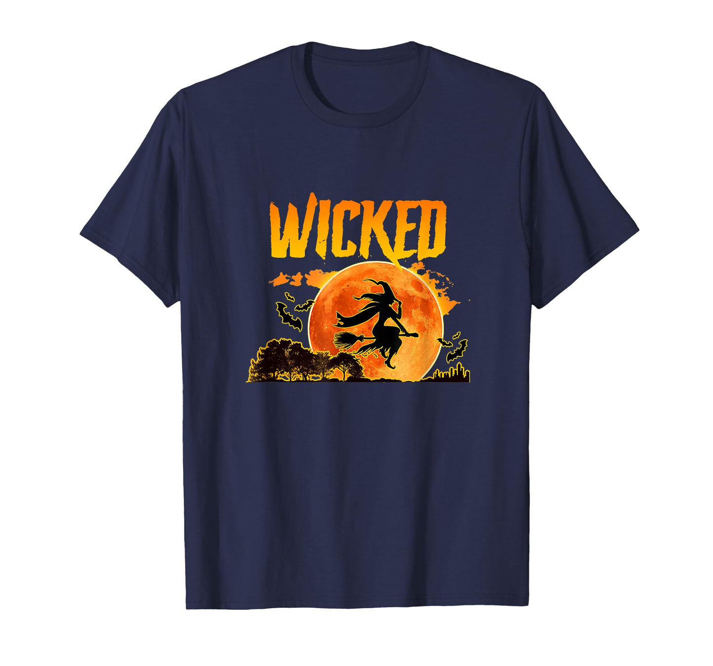 Wicked Halloween Witch Flying on Broom Tee T-Shirt