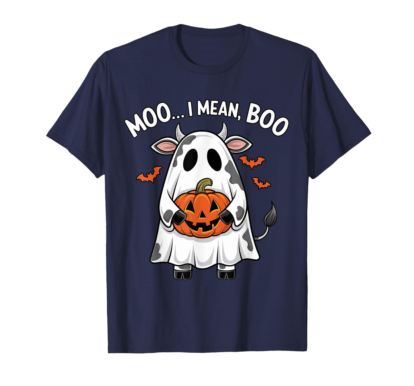 Ghost Cow Moo I Mean Boo Halloween Funny Highlands Cow Lover T-Shirt