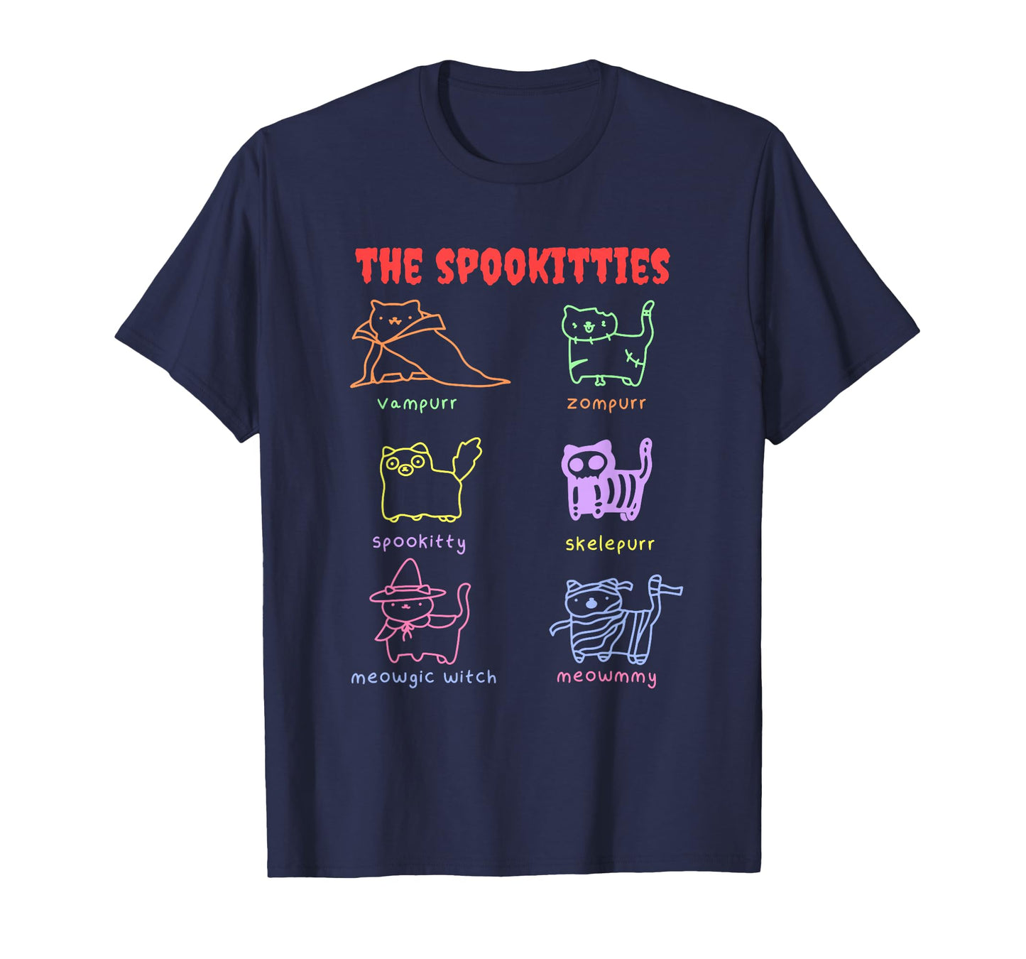 The Spookitties Vampurr Zompurr Spookitty Skelepurr Meowgic T-Shirt