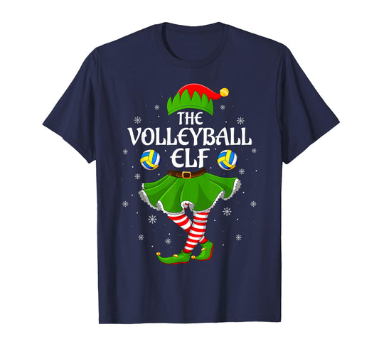 Volleyball Elf Christmas Family Girls Women Elf Squad Xmas T-Shirt