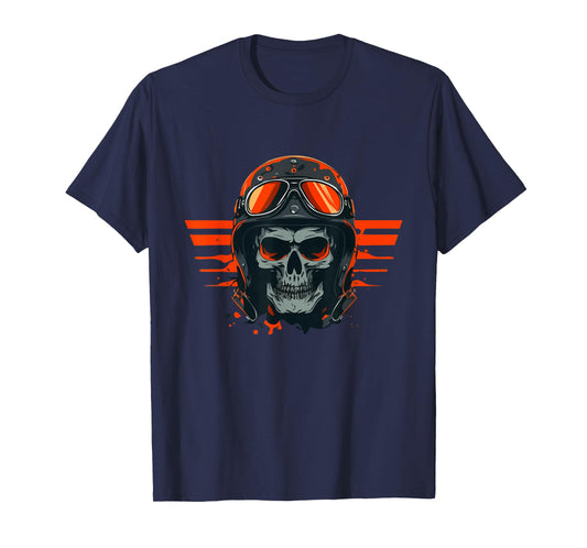 Skull Pilot Aviator with Helmet Vintage Skeleton Skull T-Shirt