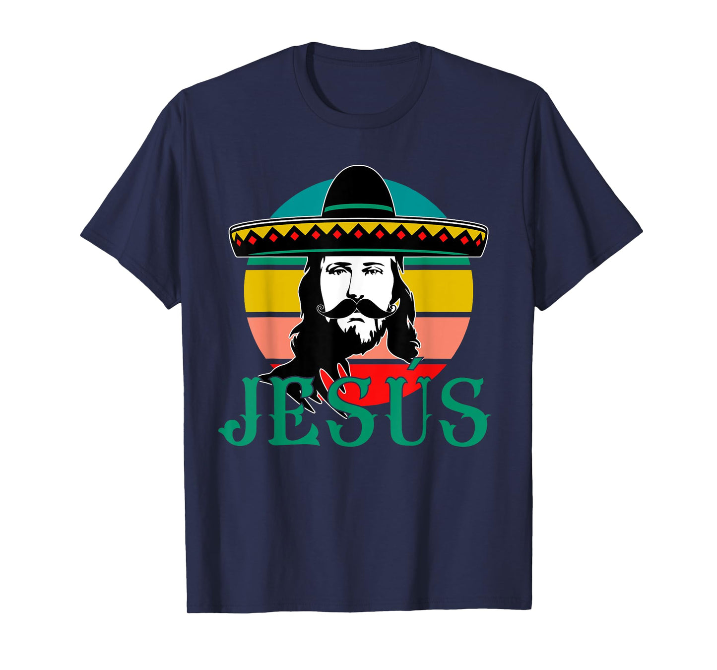 Mexican Jesus Wearing Sombrero Jesús Cristo Fiesta Retro T-Shirt