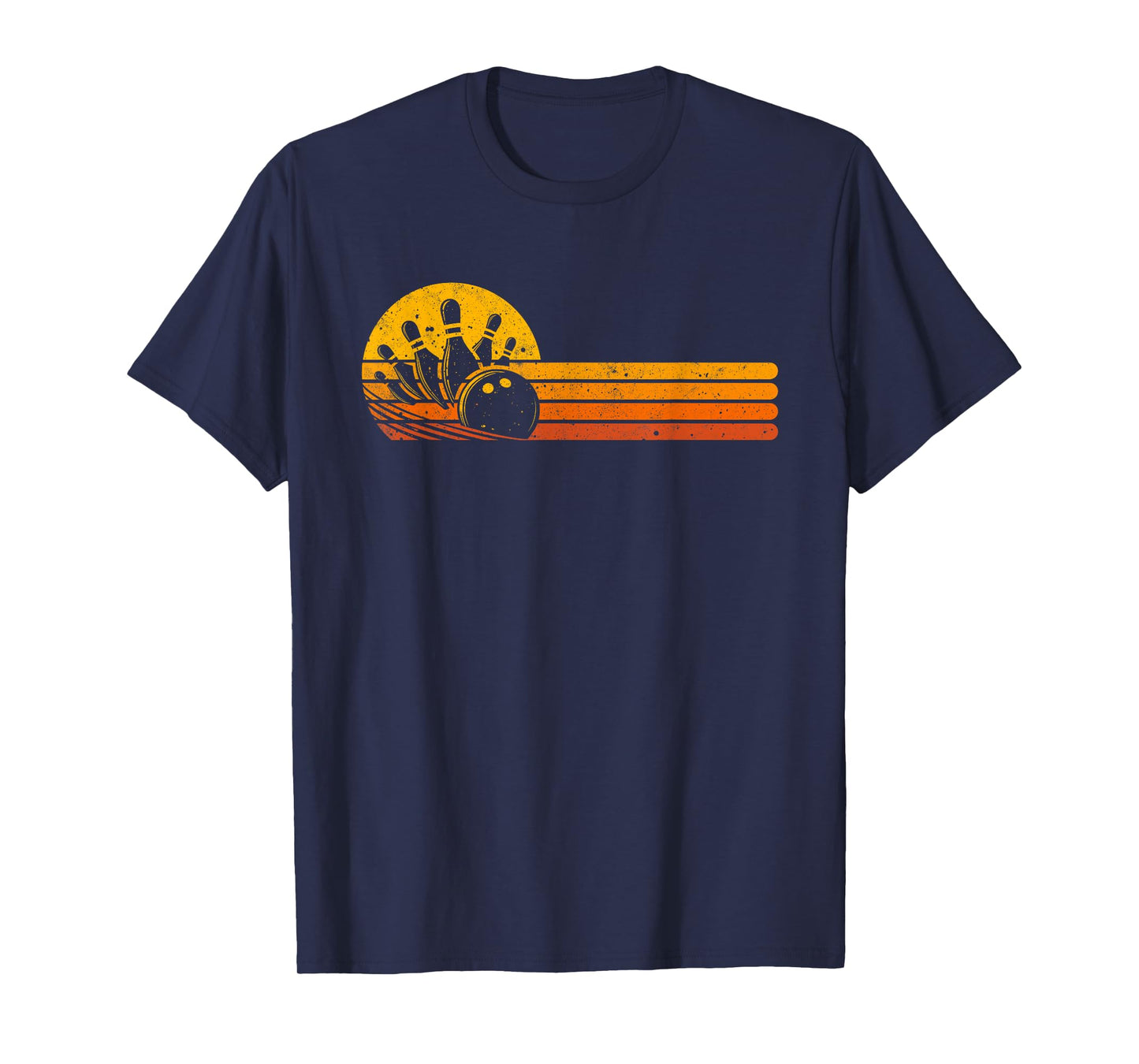 Retro Bowling 70s Bowler Sunset Vintage Bowling Lover T-Shirt